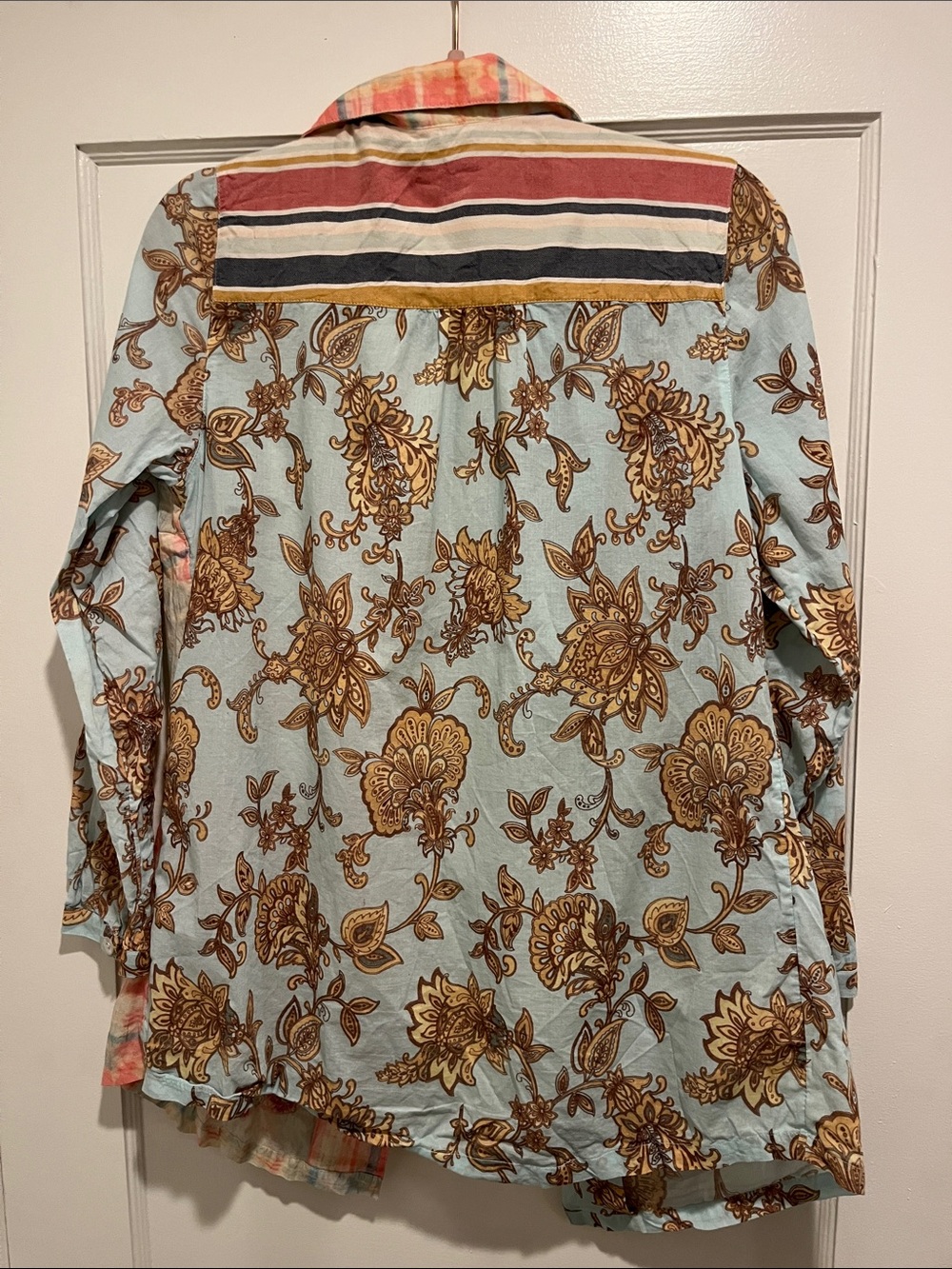 Soft Surroundings Embroidered Pastel Plaid & Stripe Mixed-Print Shirt - Picture 8 of 8